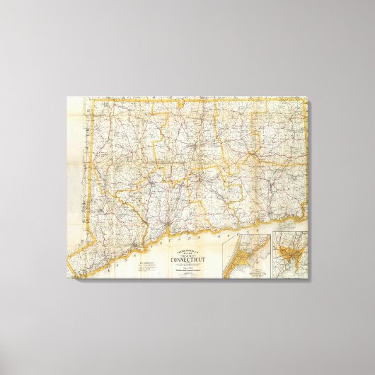 Mendenhall's Guide, Road Map Connecticut Canvas Afdruk (Voorkant)