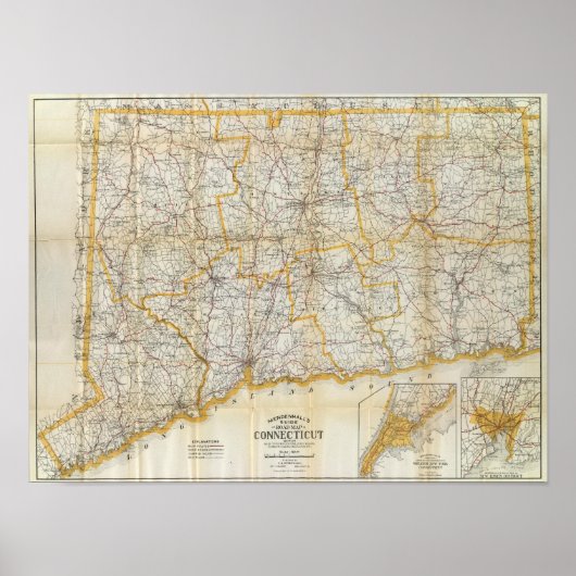 Mendenhall's Guide, Road Map Connecticut Poster (Voorkant)
