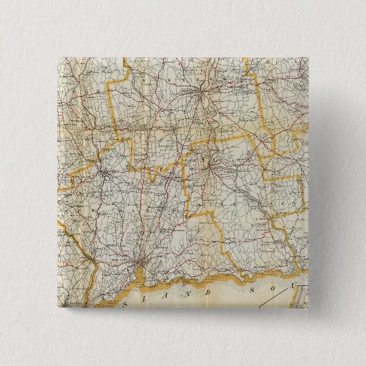 Mendenhall's Guide, Road Map Connecticut Vierkante Button 5,1 Cm (Voorkant)