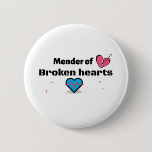 Mender van gebroken harten ronde button 5,7 cm