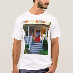 Mendham NJ - Portiek met houten Amerikaanse vlag T-shirt