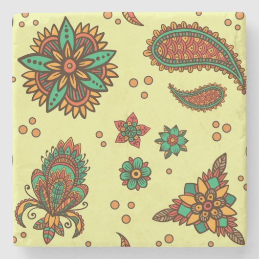 MENDHI PATTERN Stone Onderzetter (Voorkant)