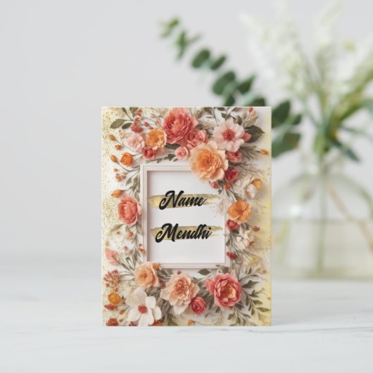 Mendhi-uitnodiging (Staand voorkant)