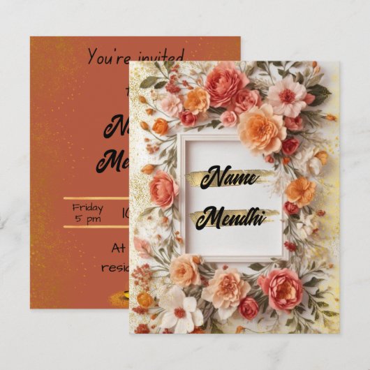 Mendhi-uitnodiging (Voorkant / Achterkant)