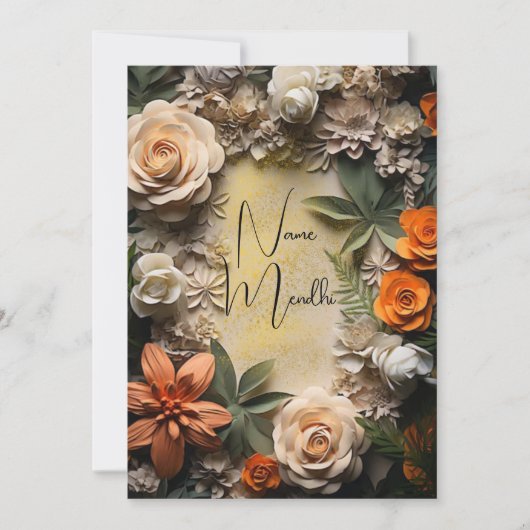 Mendhi-uitnodiging Kaart (Voorkant)