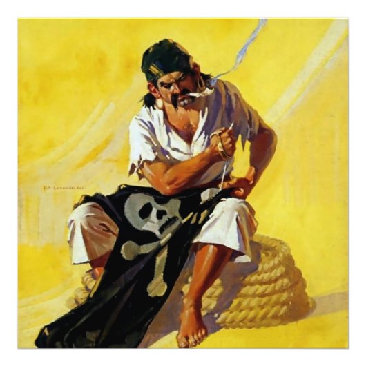 "Mending the Pirate Flag" door FX Leyedecker Foto Afdruk (Voorkant)