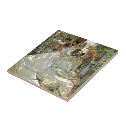 Mending the Sail - Joaquín Sorolla y Bastida Tegeltje (Zijkant)
