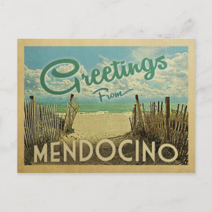 Mendocino Beach Vintage Travel Briefkaart
