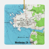 Mendocino CA 1960 Map Keramisch Ornament (Achterkant)