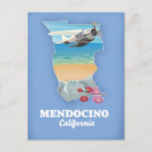 Mendocino California-kaart Briefkaart (Voorkant)