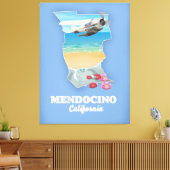 Mendocino California-kaart Canvas Afdruk (Insitu (Woonkamer))