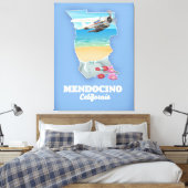 Mendocino California-kaart Canvas Afdruk (Insitu (Slaapkamer))