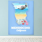 Mendocino California-kaart Canvas Afdruk (Insitu (Houten vloer))
