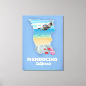 Mendocino California-kaart Canvas Afdruk (Voorkant)