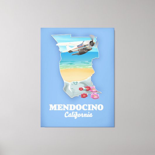 Mendocino California-kaart Canvas Afdruk (Voorkant)