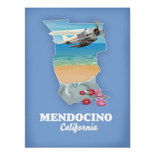 Mendocino California-kaart Perfect Poster (Voorkant)