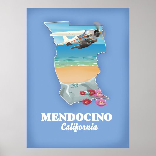Mendocino California-kaart Poster (Voorkant)