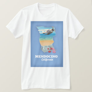Mendocino California-kaart T-shirt