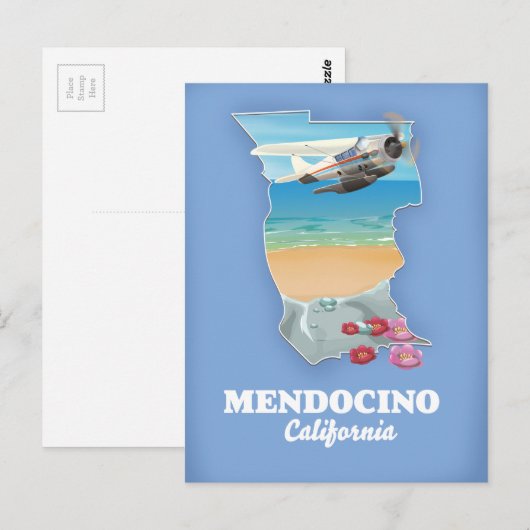 Mendocino Californië kaart (Voorkant / Achterkant)