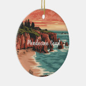 Mendocino Coast, Californië Retro Waterverf Keramisch Ornament (Rechts)