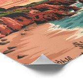 Mendocino Coast, Californië Retro Waterverf Poster (Hoek)