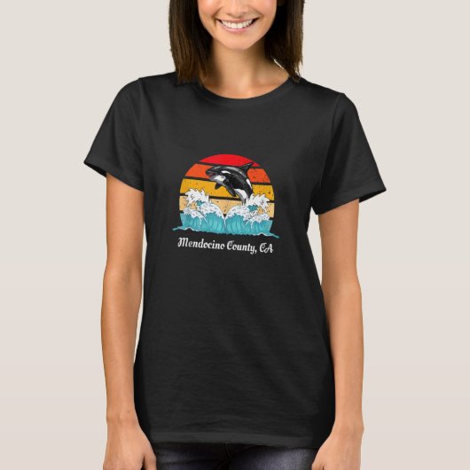 Mendocino County CA Distress Orca Killer T-shirt (Voorkant)