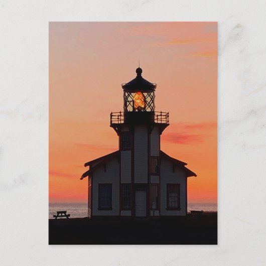 MENDOCINO Lighthouse Point Cabrillo Sunset Briefkaart (Voorkant)