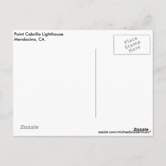 Mendocino Lighthouse Post Card Briefkaart (Achterkant)