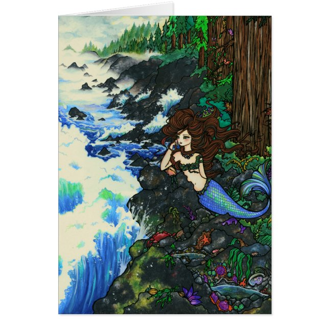 "Mendocino Mermaid" Fairy Fantasy Coast Card (Voorkant)