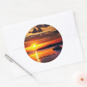 Mendota Lake, Wisconsin zonsondergang Ronde Sticker (Envelop)