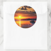 Mendota Lake, Wisconsin zonsondergang Ronde Sticker (Tas)
