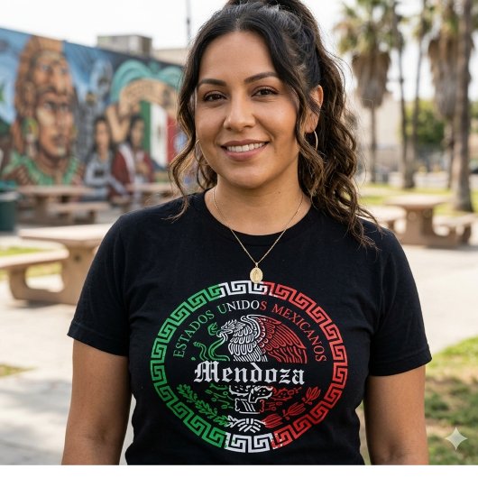 Mendoza Achternaam México embleem shirt vrouwen