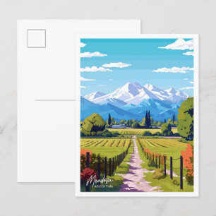 Mendoza Argentina Art Travel  illustratie Briefkaart