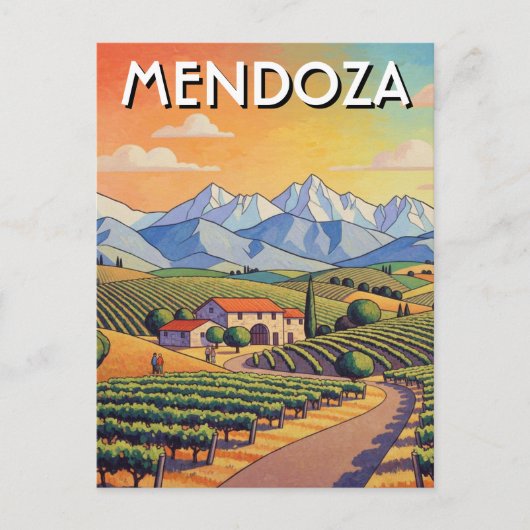 Mendoza Argentina Travel Briefkaart (Voorkant)