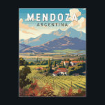 Mendoza Argentinië Reizen Kunst Vintage Briefkaart<br><div class="desc">Mendoza retro vector reisontwerp. Mendoza is een stad in de Argentijnse regio Cuyo en het hart van het Argentijnse wijnland,  bekend om Malbecs en andere rode wijnen.</div>