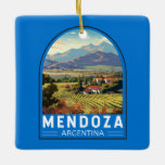 Mendoza Argentinië Reizen Kunst Vintage Keramisch Ornament<br><div class="desc">Mendoza retro vector reisontwerp. Mendoza is een stad in de Argentijnse regio Cuyo en het hart van het Argentijnse wijnland,  bekend om Malbecs en andere rode wijnen.</div>