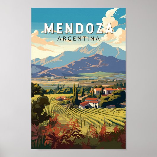 Mendoza Argentinië Reizen Kunst Vintage Poster (Voorkant)