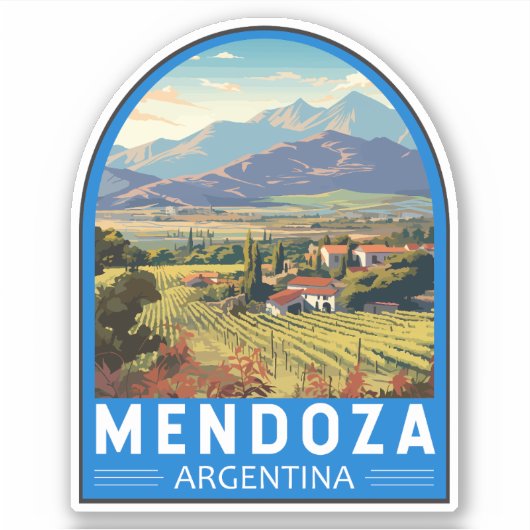 Mendoza Argentinië Reizen Kunst Vintage Sticker (Voorkant)
