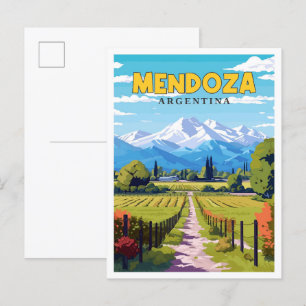 Mendoza Argentinië vintage reisillustratie Briefkaart
