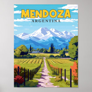 Mendoza Argentinië vintage reisillustratie Poster