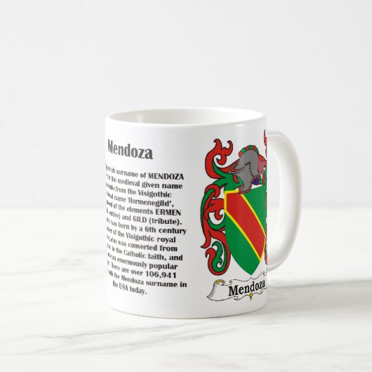 Mendoza Family Crest op een mok (Voorkant rechts)