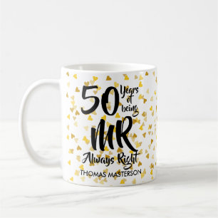 Meneer Altijd Goed Fun 50e Verjaardag Gouden Harte Koffiemok