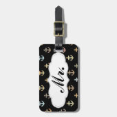 Meneer ankerpatroon - de helft van meneer en mevro bagagelabel (Voorkant verticaal)