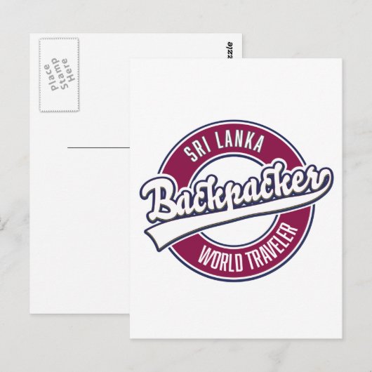 Meneer backpacker wereldreiziger retro logo briefkaart (Voorkant / Achterkant)