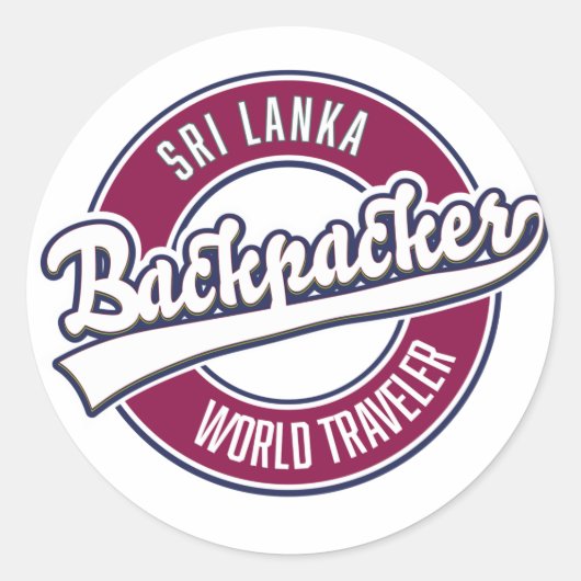 Meneer backpacker wereldreiziger retro logo ronde sticker (Voorkant)