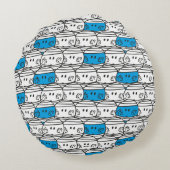 Meneer Boemel | Blauwe patroon Rond Kussen (Achterkant)