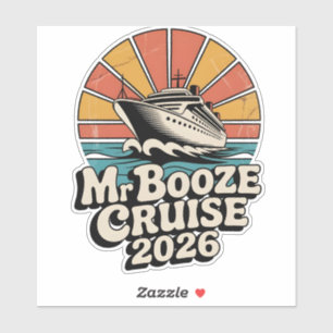 Meneer Booze Cruise 2026 Retro Vintage Koppels  Sticker