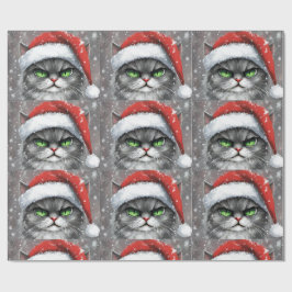 Meneer Boze Snoet (Grijs) Kerstkat Cadeaupapier