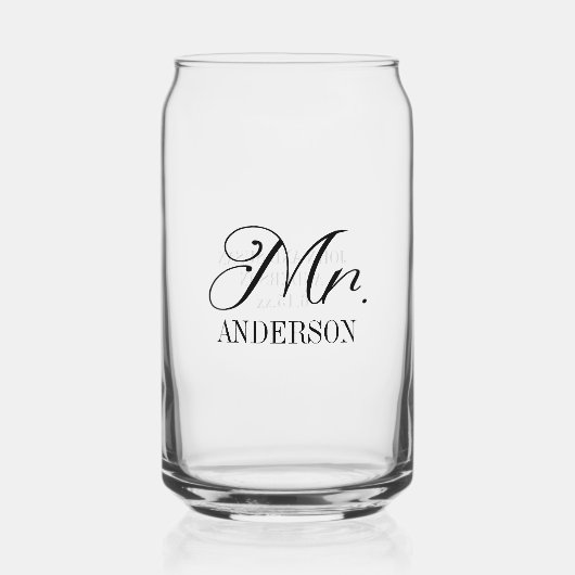 Meneer Bruidegom Trouwreceptie Persoonlijk Blikvorm Glas (Voorkant)