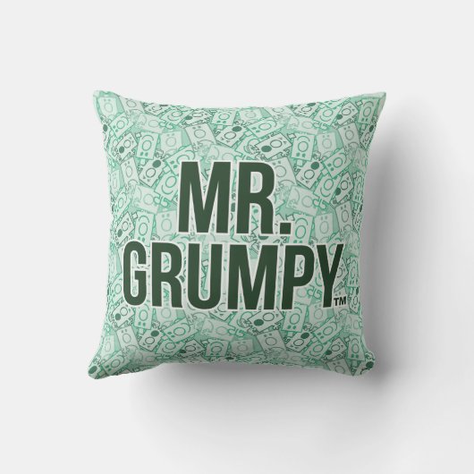 Meneer Chagrijn | Groene naam en karakter werp pat Kussen (Achterkant)